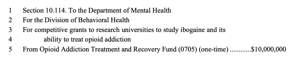 HB 2010 (Missouri 2024) ibogaine provision