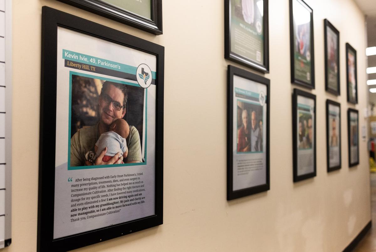 The Texas Original facility entrance, lined with patients that received care from the company, on Sept. 26, 2024. Texas Original is Texas’ first licensed medical cannabis distributor and has offered people with several different afflictions to ease their pain and find relief.